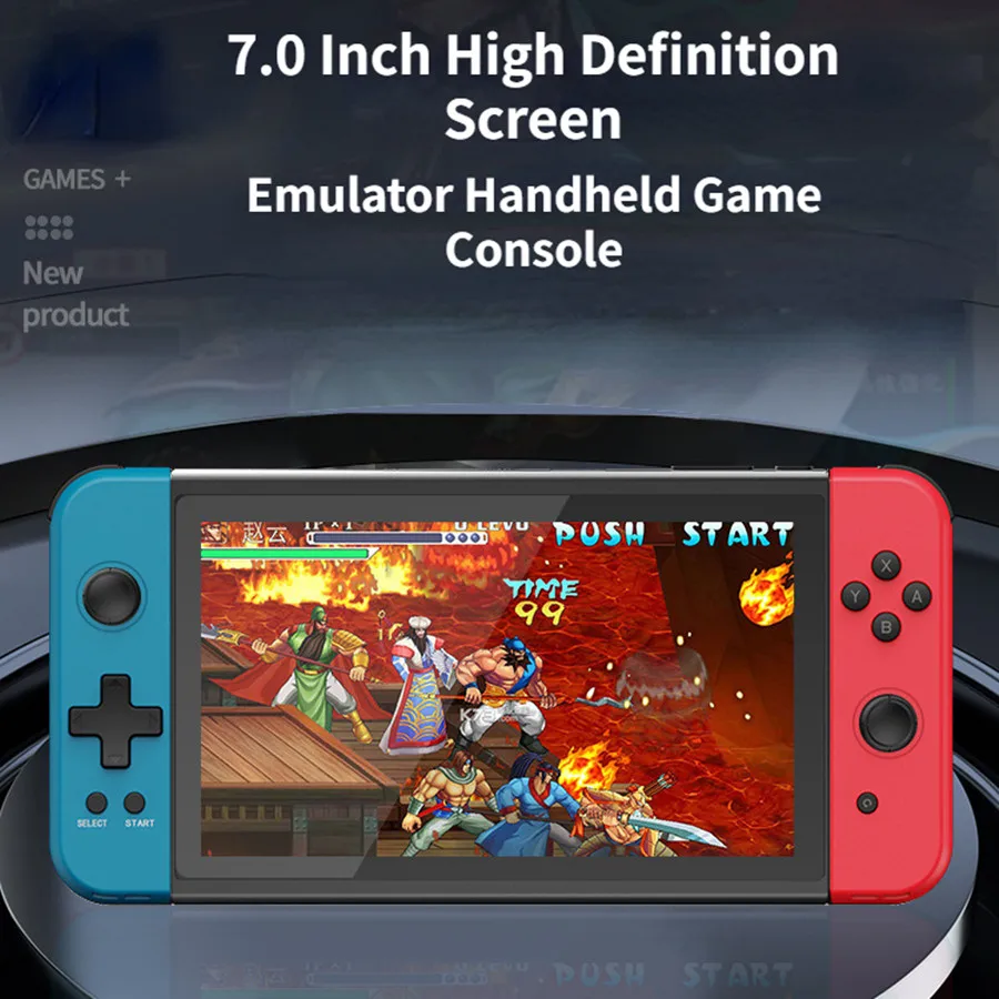 

POWKIDDY X70 7 Inch Video Game Console 64GB 6000 Retro Handheld Game Players MP4 MP3 Ebook Play Gaming Box HD TV Consoles