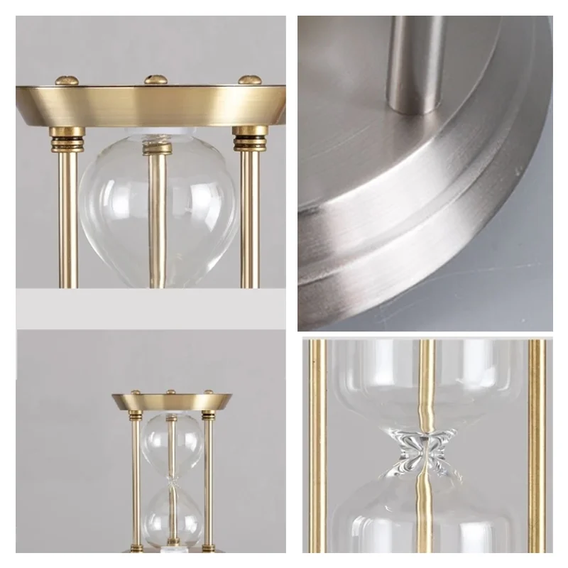 Glass Empty Hourglass Bottle Silver Container Three Pillars Sandglass Metal Timekeeper European Home Decoration Sand Clock Timer 5