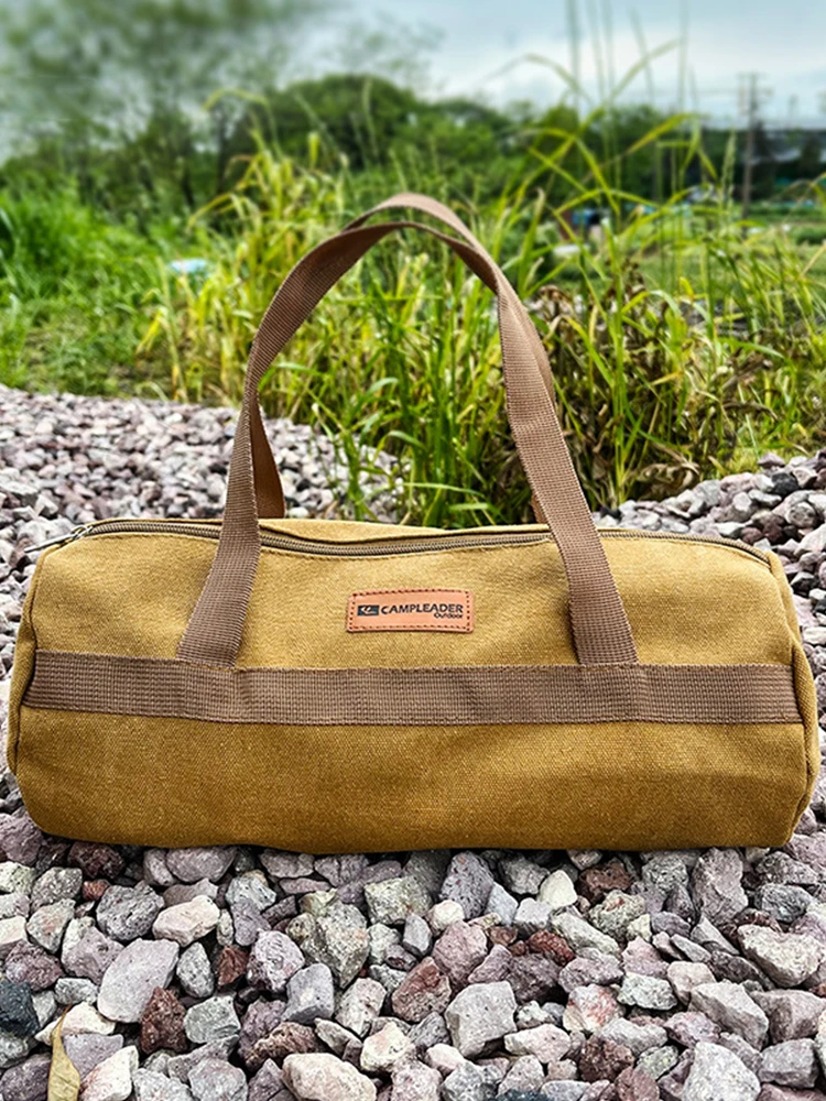 Description Picture 4 of itemCamping Tool Storage Bag Portable Tent Ground Nail Wind Rope Hammer Pouch Cylinder Canvas Large Capacity Outdoor Accessories