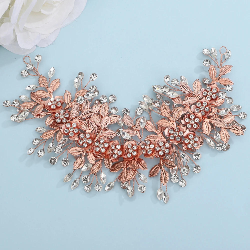 Vintage Silver Wedding Headdress Rhinestone Luxury Headband Handmade Women Hair Ornaments Tiara Wedding Hair Accessories