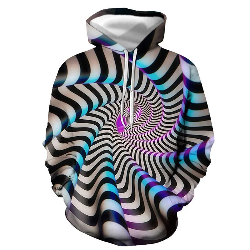 thumbnail image 1 of Sudadera con capucha para hombre Vertigo en blanco y negro con estampado 3D, sudadera con capucha de manga larga, sudadera de gran tamaño, ropa de primavera y otoño, 1 of 5