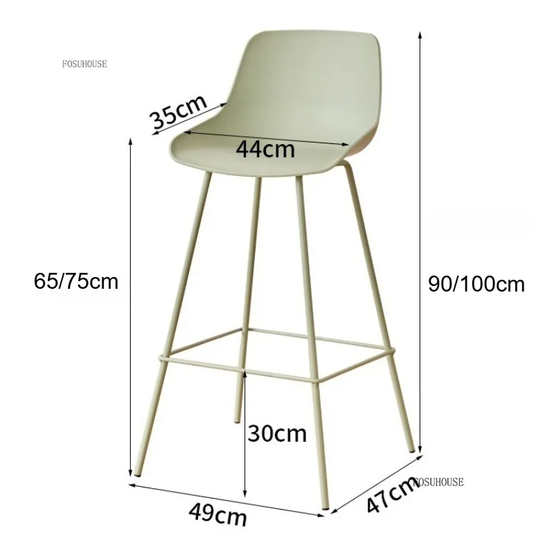 Nordic Bar Stools Kitchen High Dining Chairs Counter Designer Plastic Household Backrest Bar Chair Creative Hotel Stool