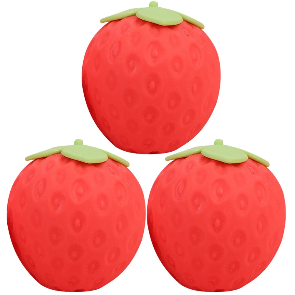 

3 Pcs Pinch Music Small Stress Toy Kids Toys Compact Squeezing Strawberry Sensory Ball Plastic Fruit Fidget Child Adult