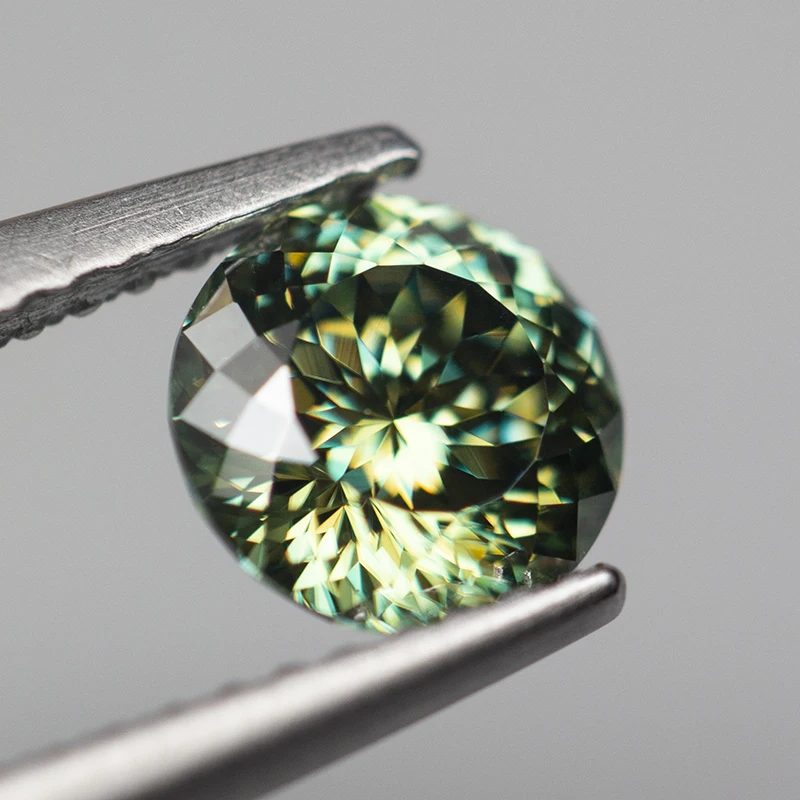 GRA 인증서가 있는 모이사나이트 루즈 스톤 다이아몬드, 그린 라운드, 100 면 컷, 1.0ct, 신제품