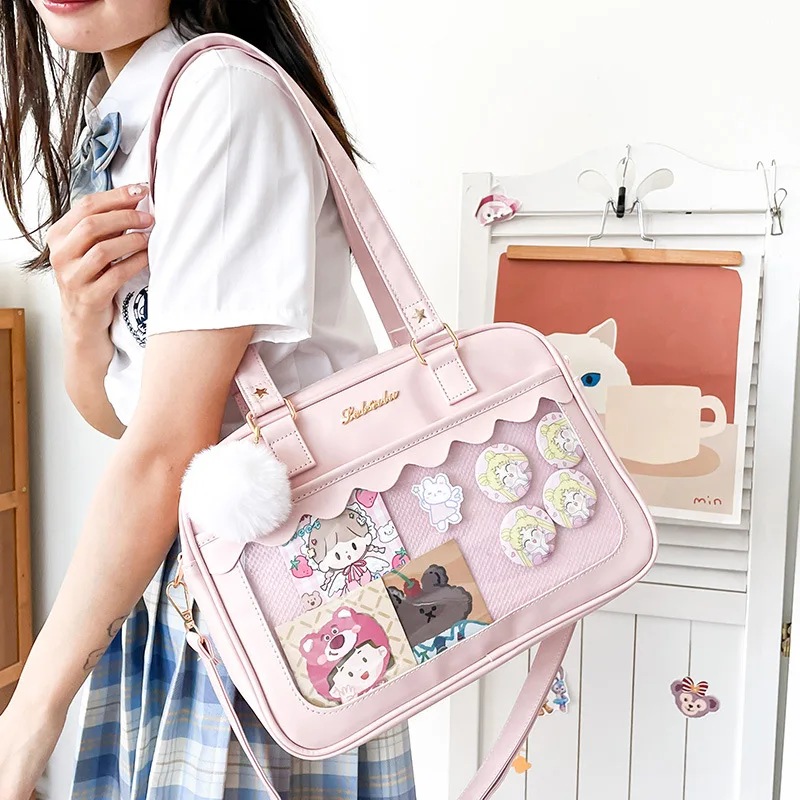 

Women's Japanese Style Kawaii Shoulder Bag New Ita Bag Transparent JK Tote Handbag Student Preppy Luxury Messenger Crossbody Bag