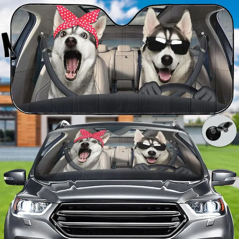 

Автомобильный солнцезащитный козырек Husky, забавный козырек от солнца Husky, козырек от солнца Husky Auto, козырек от солнца для собак