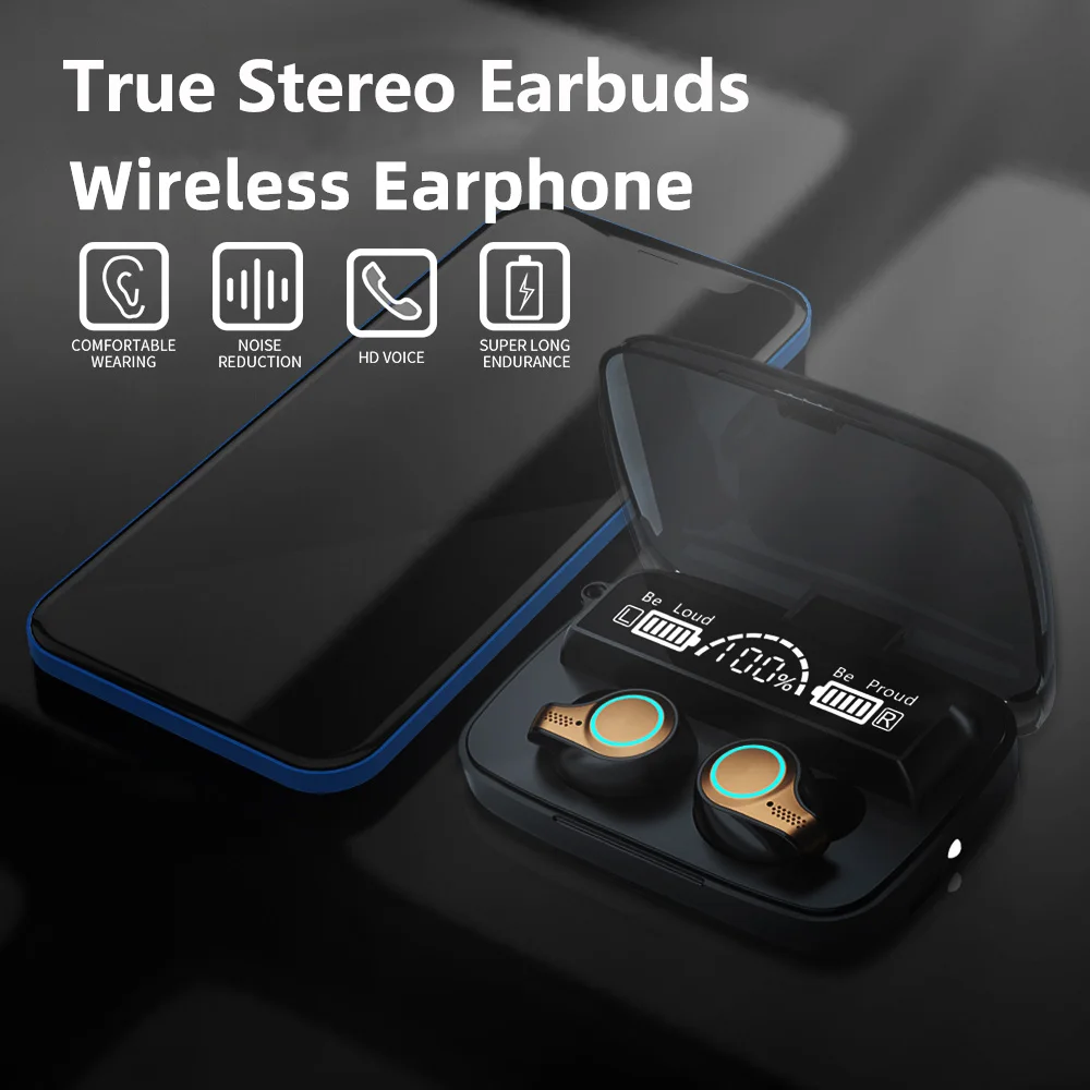 

In Ear Headphone True Stereo Air Buds TWS Wireless Earphone Sports Waterproof Headset Fone Bluetooth-Compatible Earbuds with Mic
