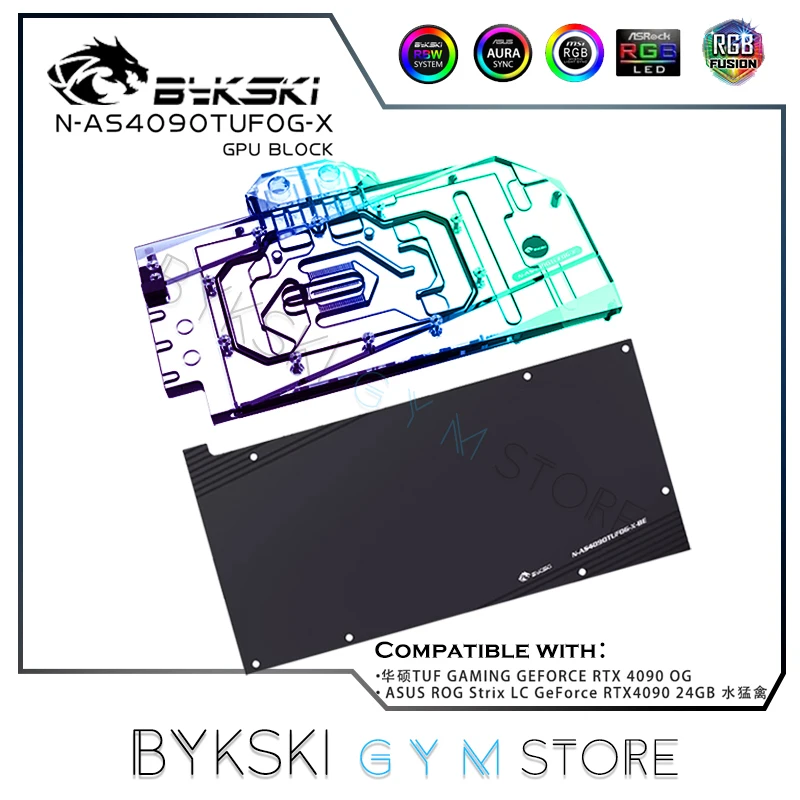 Bykski 4090 Tuf Water Block Nvida Asus Rog Strix Lc Geforce Rtx 4090 Og Gpu Watercooler 5V/12V Rgb Sync N-As4090Tufog-X