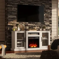 Fireplace TV Stand for 65" TVs, Entertainment Center with 18 Inch Electric Fireplace, TV Console with Open Shelves 1