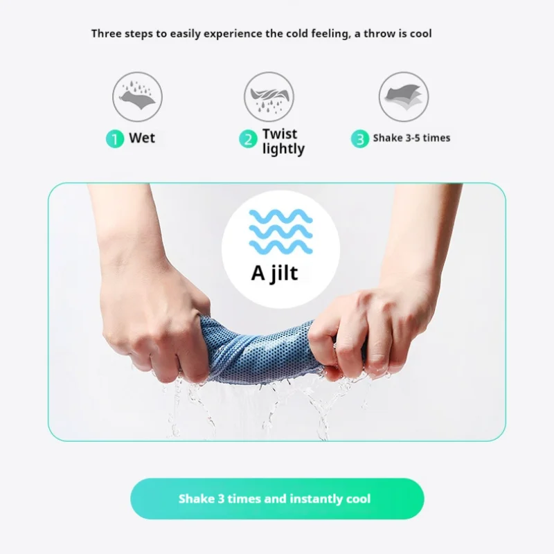 Printed Cooling Sports Towel Ice Silk Moisture Absorbent Breathable Quick Dry Summer Wicking Sweat Cooling Cold Towel