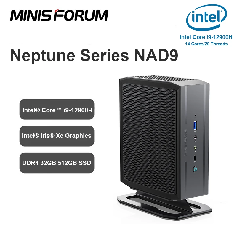 Minisforum-Neptune 미니 PC 게이머, 인텔 코어 i9 12900H 인텔 아이리스 Xe DDR4 32GB 512GB SSD 데스크탑 컴퓨터 Windows 11 미니 PC
