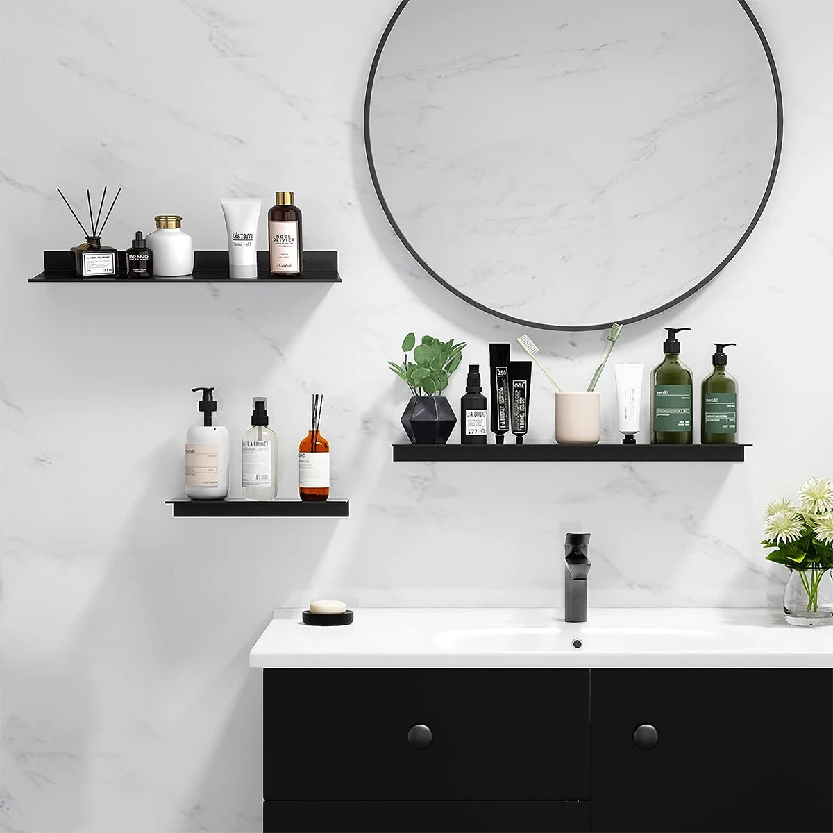 Floating Shelves Aluminum Alloy Living Room Floating Shelves No Drilling Bedroom Decoration Wall Shelves Bathroom Storage Rack