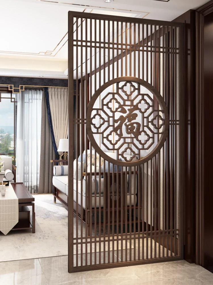 

Custom solid wood screen partition wall office living room dining room grille hollowed-out decoration to block the porch