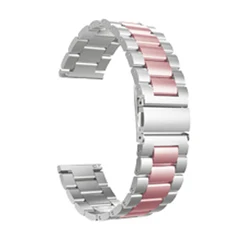 Steel Strap - Stainless Steel Watchband Bracelet in Metal Finish - 22mm (Silver pink)