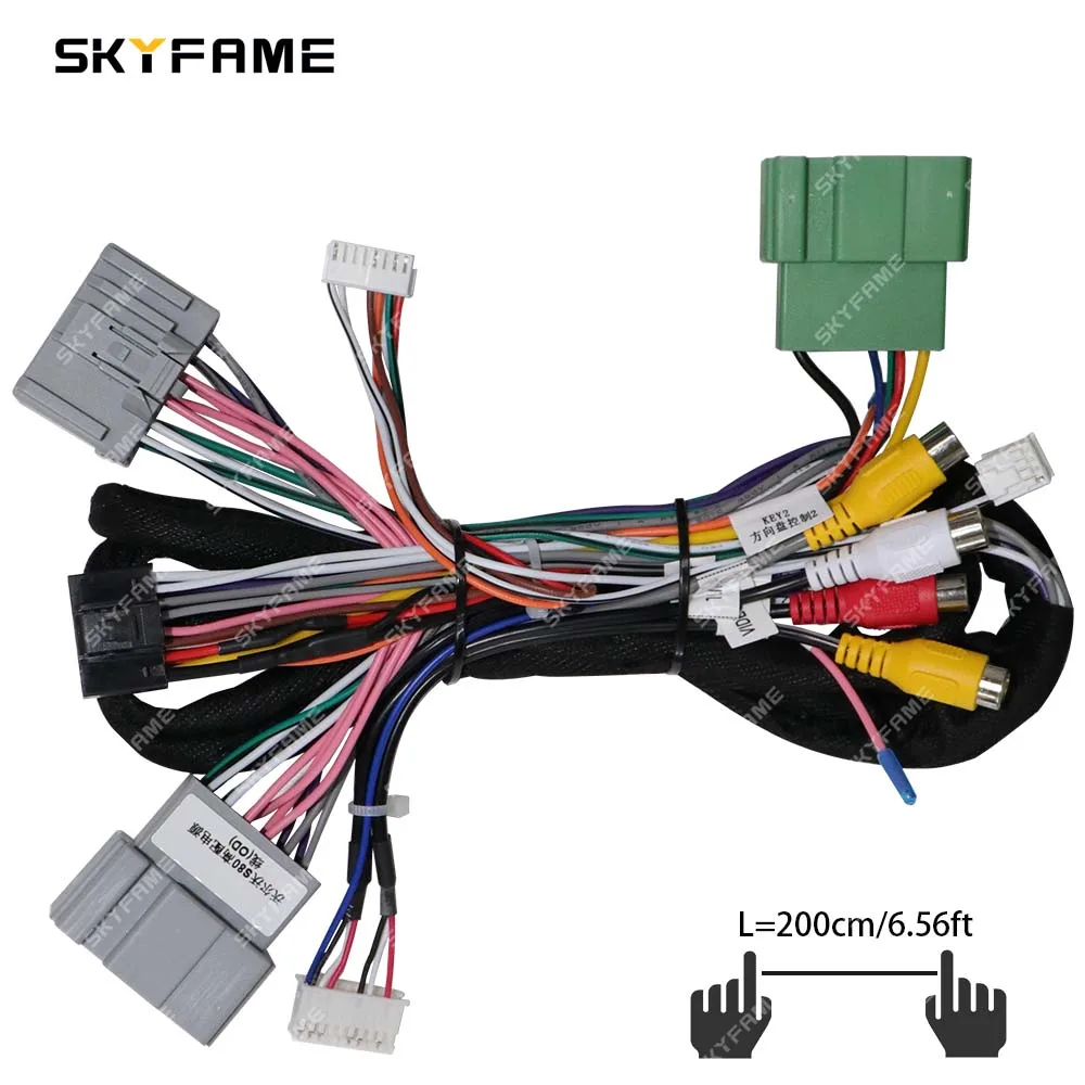16Pin Car Wiring Harness Adapter Canbus Box Decoder Android Radio Power Cable For Volvo S80 XC70 V70 S60 SKYFAME automobile connector