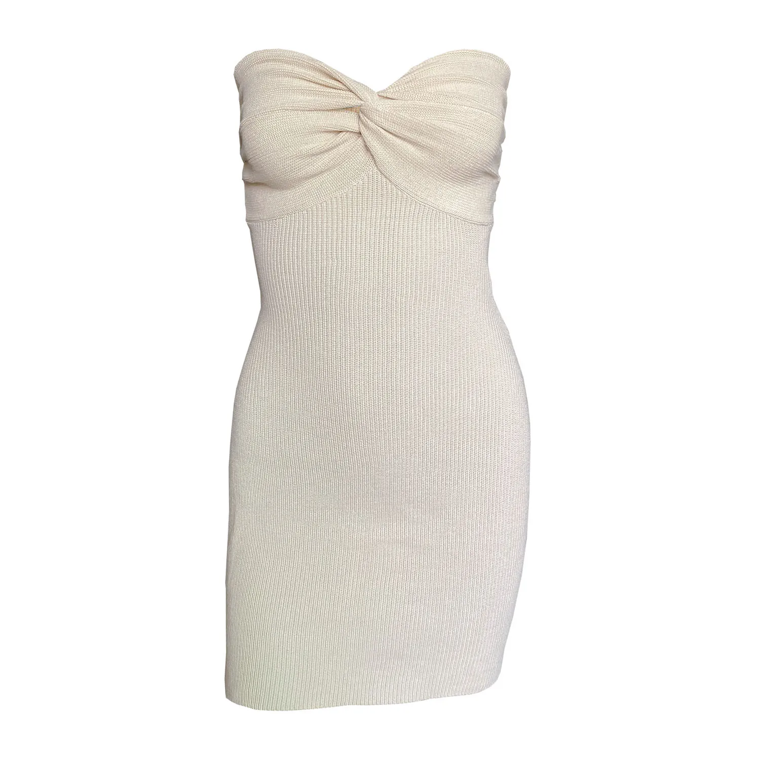 Party Evening Club Mini Knit Dress Summer Off-Shoulder Knitwear Sexy Backless Female Bandage Twist Strapless Dress 2025