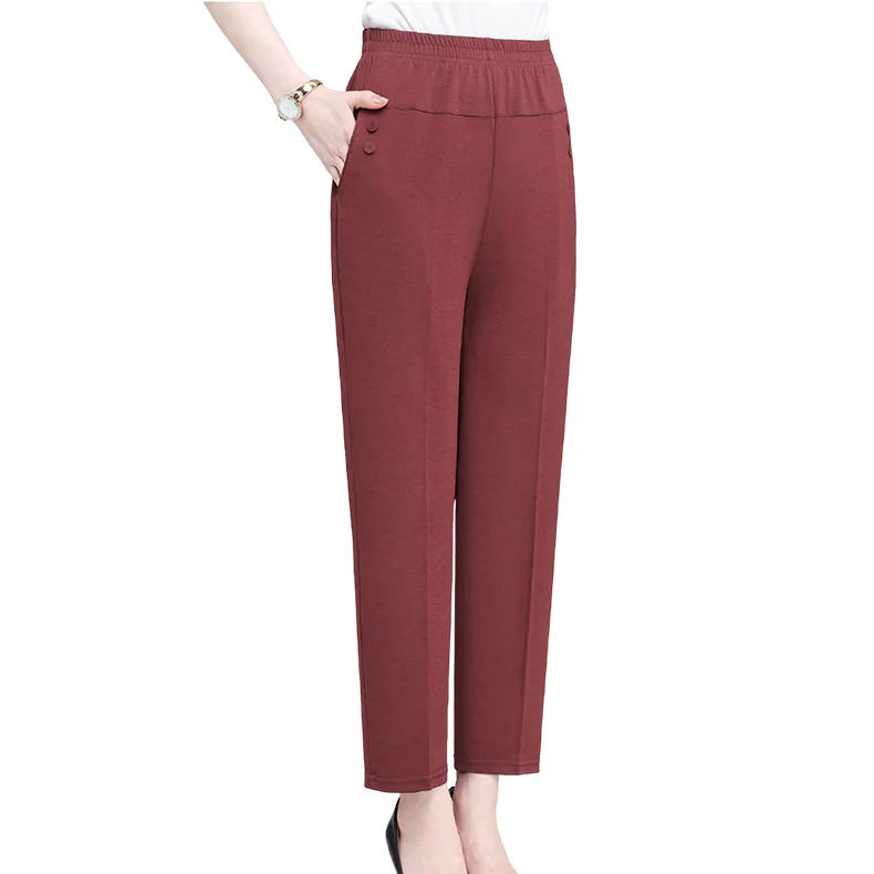 

Womens Straight Leg Pants Elderly Thin Elastic Waist Trousers Suitable for Friends Gathering Wear