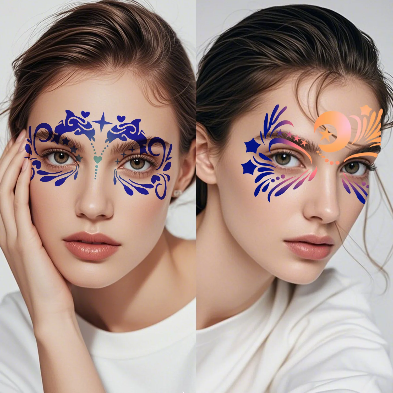 Face Painting Template 16 Face Skeleton Painting Stencil New Mask Set DIY Kids Graffiti Hand Painting Aids Tattoo Stencils Stage Party Holiday Makeup