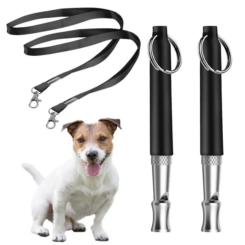 2pcs Dog Whistle Stop Barking Device Lanyard Silent Ultrasonic Training Flute for Pet Sound Trainer