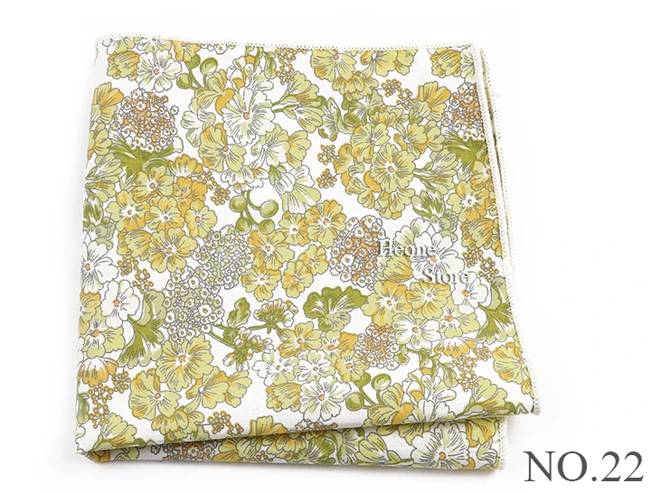 Neu gestaltete Blumen druck Hankerchief Baumwolle grün gelb blau Taschen tücher für Männer Frauen Hochzeits feier Abendessen Zubehör Geschenk – Detail 23