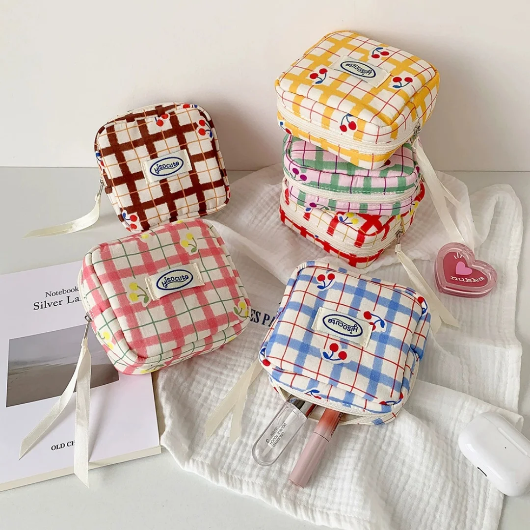 Piccola custodia per cosmetici per borsetta, mini borsa per il trucco con scomparti, tasche per assorbenti igienici, simpatico porta rossetto con cerniera - immagine 2