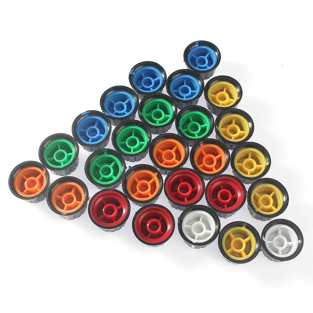 30PCS/Lot 6 Color 24x15mm WH148 Rotary Potentiometer Knob Cap, Plastic Knob Cap for Light and Sound Control, diy volume knob new household large fog volume bedroom creative dazzling night light humidifier small man s waist ambient light humidifier usb