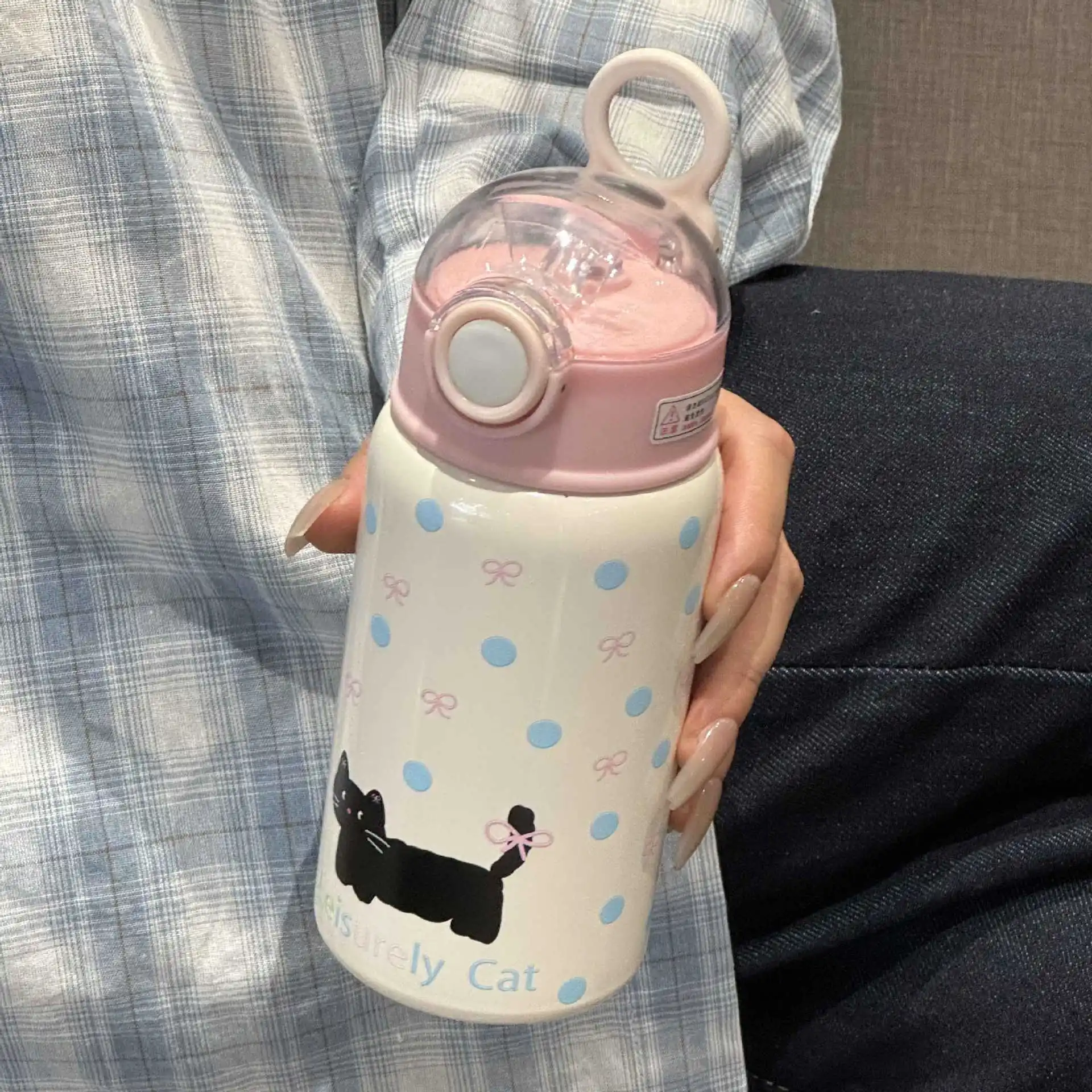 thumbnail image 1 of New Insulated Cup Girl Children Straw Cup 304 Stainless Steel Portable Large Capacity Cute Water Bottle Student Specific Gift, 1 of 6