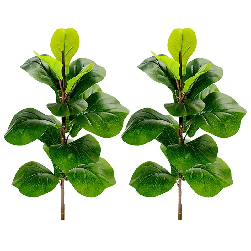 

8X Artificial Plants Fiddle Leaf Fig Faux Ficus Lyrata Tree Fake Green Bushes Greenery For Garden Porch Window Box Decor