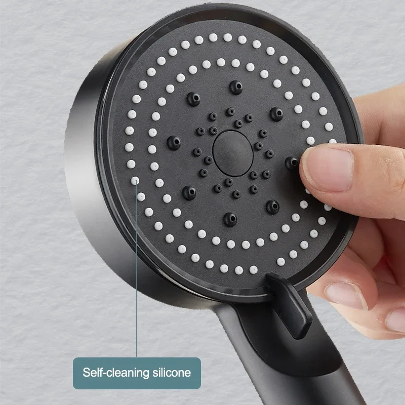 5 Modes Adjustable Rain Drenching Mode Black Bath Shower Head Head Water Saving High Pressure Showerhead Bathroom Accessories 5