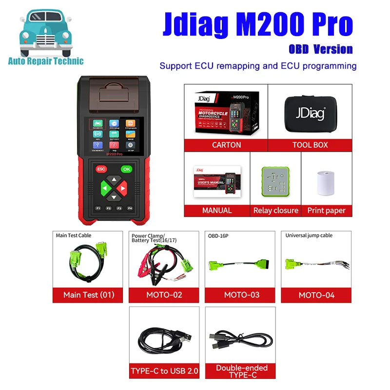 

Диагностический сканер JDiag M200 Pro с универсальным прибором для измерения ошибок мотоцикла Honda ECU Remap