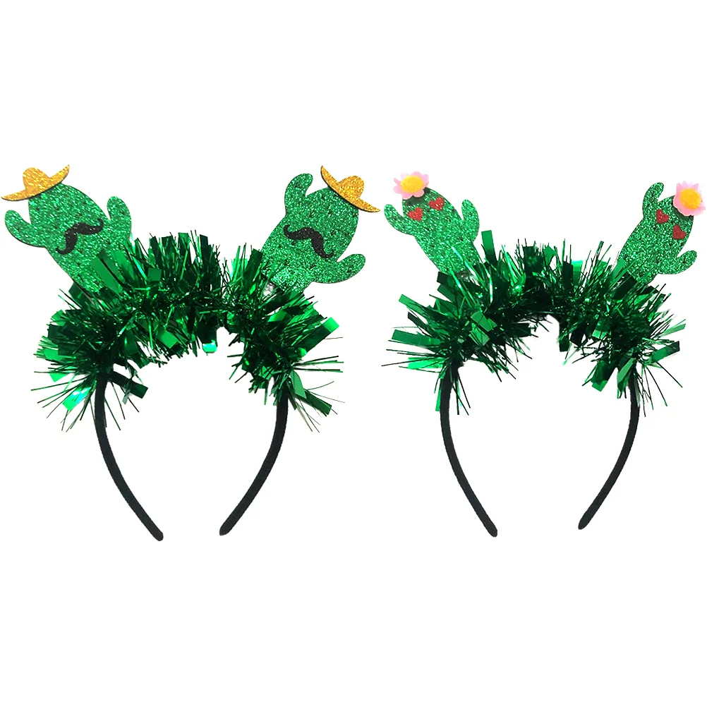 

2 Pcs Cactus Headband Creative Decor Hair Ornaments Couple Hoop Cosplay Wedding Floral Headdress Adorable