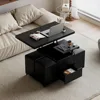 Lift-Top Coffee Table ,with Hidden Storage,with 4 Stools and Lockable Wheels , Multifunctional 3-in-1 Modern Coffee Table 1