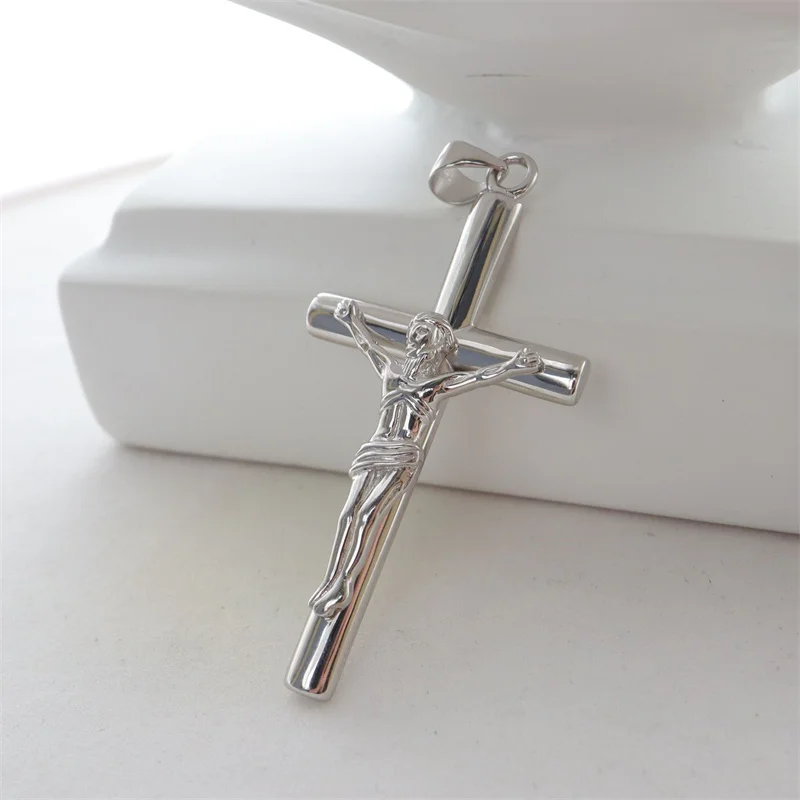 Silver pendant BOCAI S925 Sterling Silver Pendants for Men Women New Fashion Jesus Crucifixion Cross Rlectroplating Platinum Jewelry Amulet