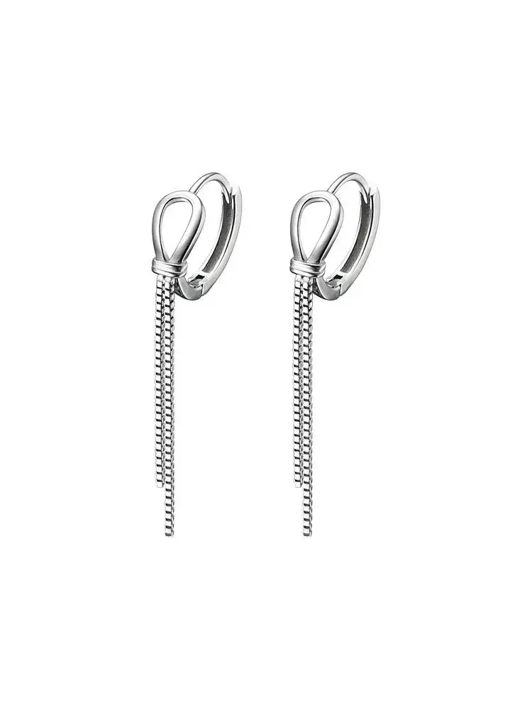 925 Sterling Silver Knot Earrings Temperament Simple Inlaid for Women Wedding Jewelry Accessories 6