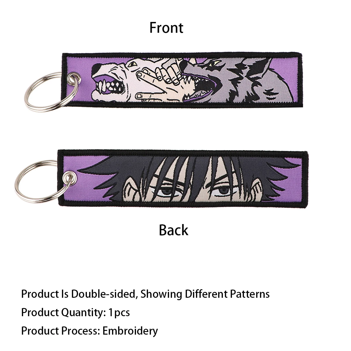 Anime Keychain Japanese Cool Embroidery Key Fobs Key Tag For Motorcycles Cars Backpack Friends Gifts