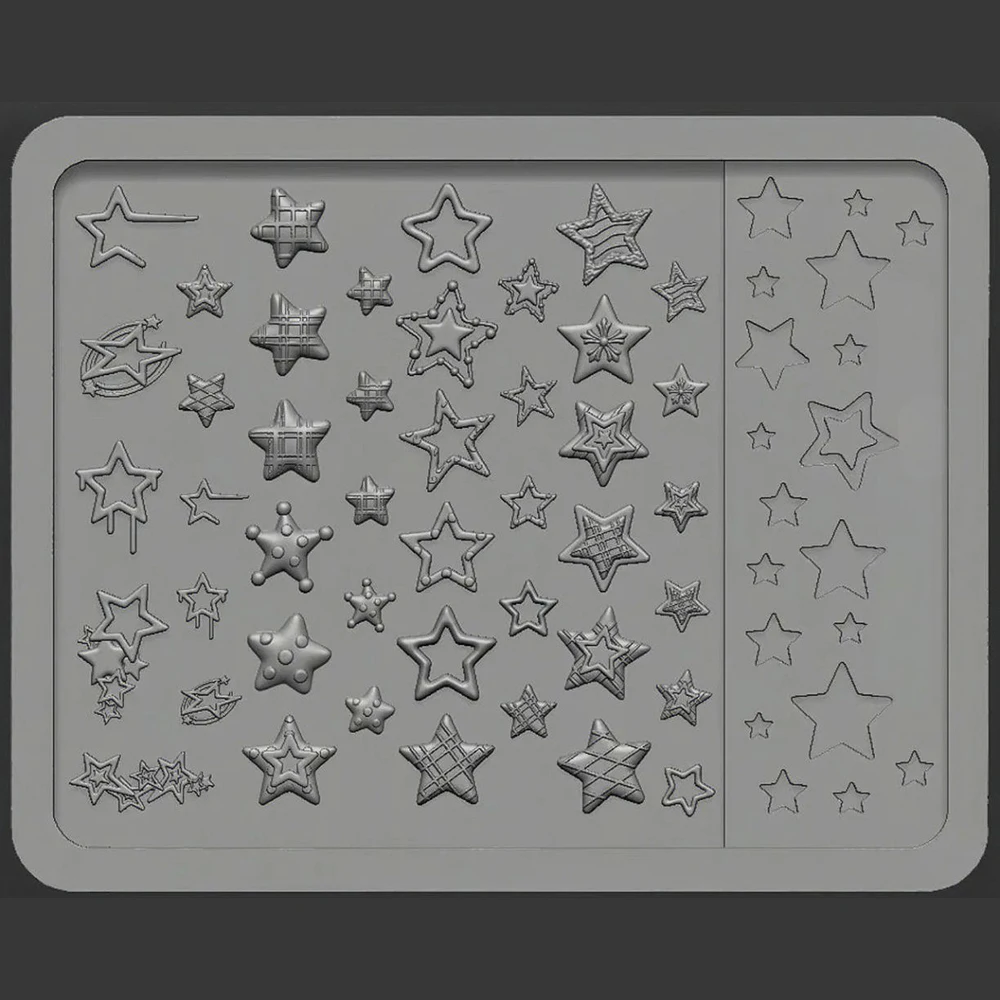 슈퍼 귀여운 별 모양 네일 몰드, 매니큐어 참 장 실리콘 멀티 쉐이프 몰드, DIY 네일 데코레이션 부품, 별 스탬핑용