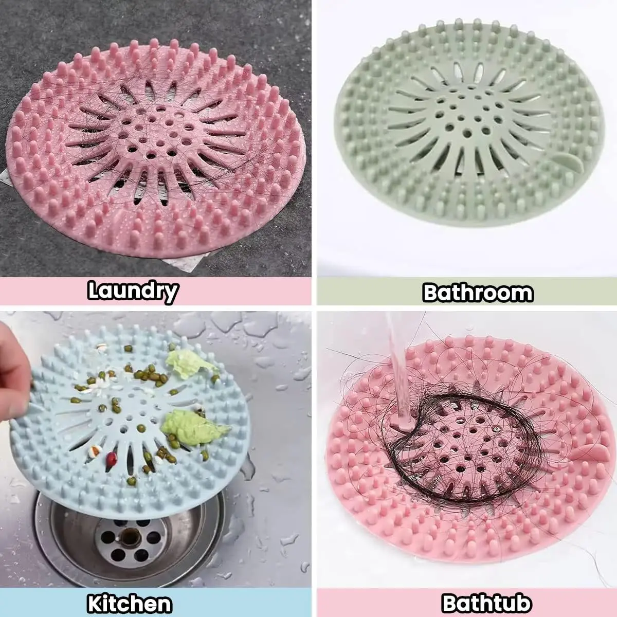 10pcs Hair Filter Sink Anti-blocking Strainer Bathtub Shower Floor Drain Stopper TPR Kitchen Deodorant Plug Bathroom Accessories