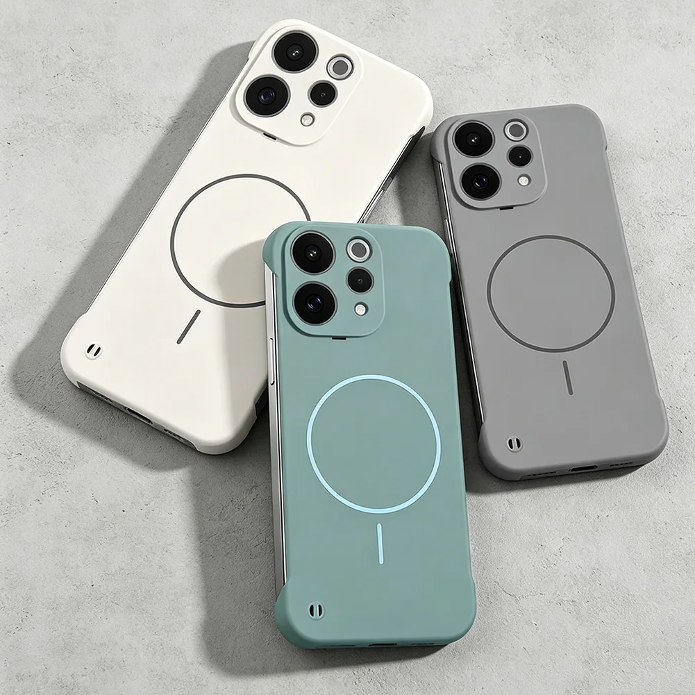Slim Bezel-less Magnetic Ring Camera Protective Case in Skin-Feel Finish