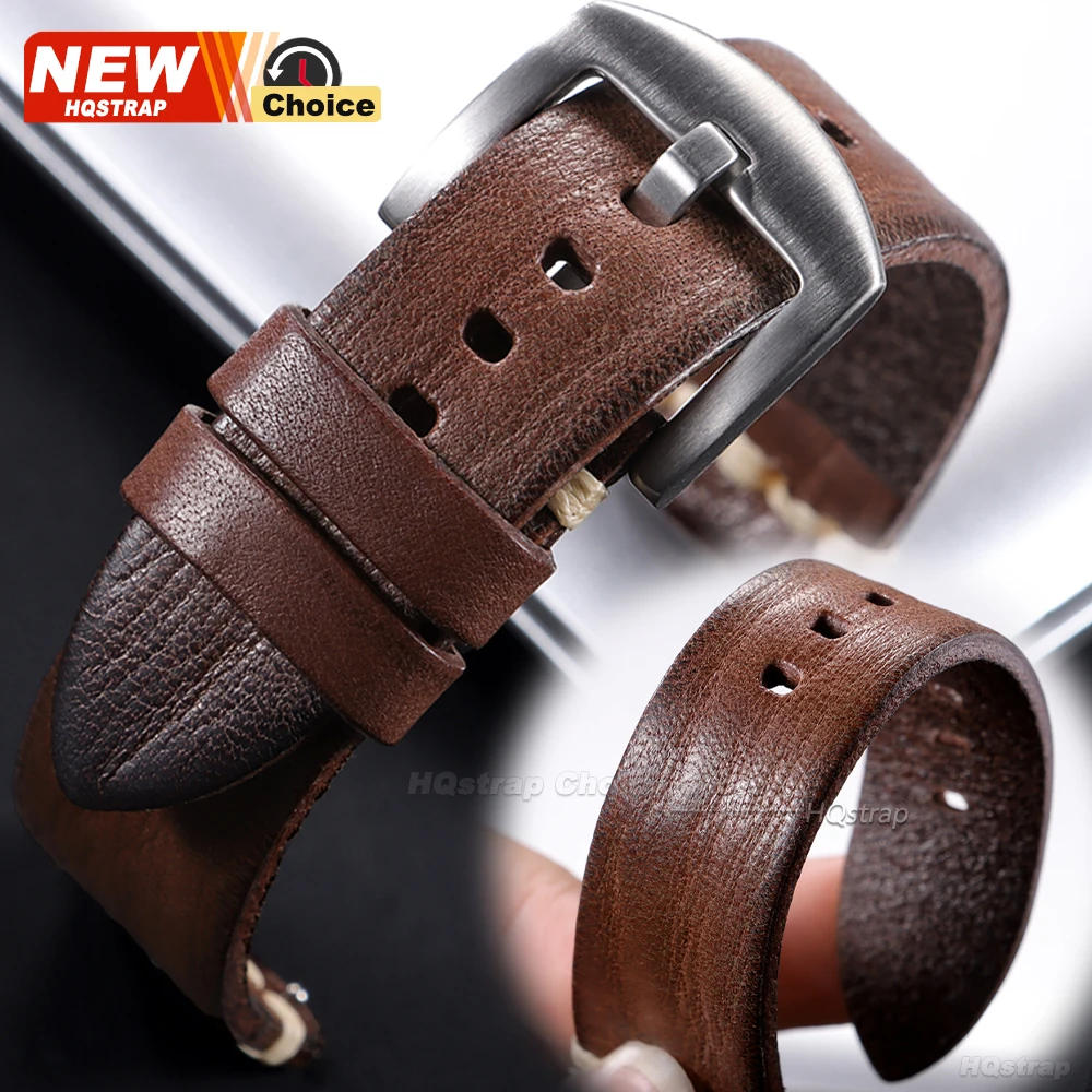 Luxurious Handmade Stitching Leather Watch Strap - Multiple Sizes Available