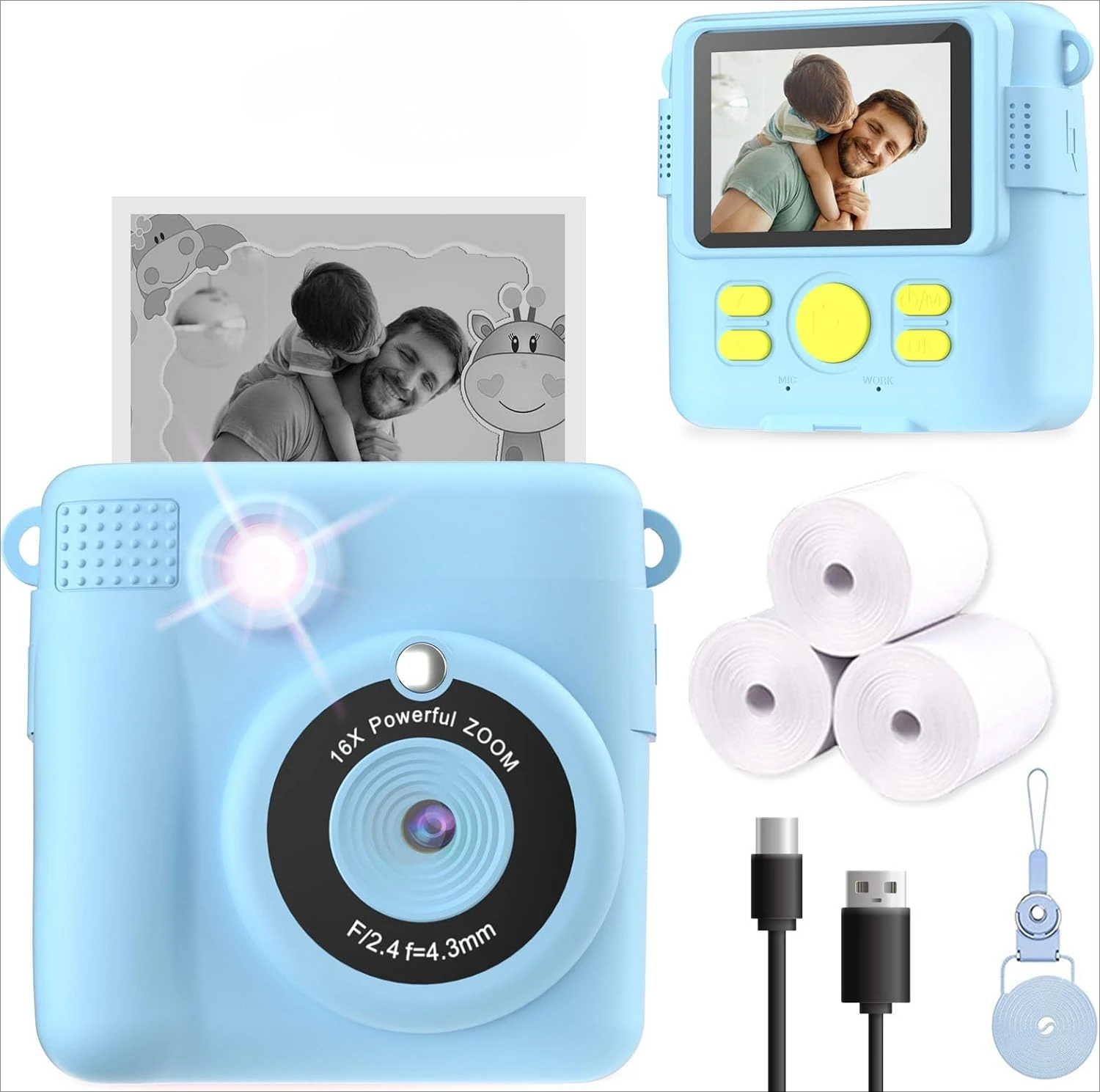 Kids' Instant Print Camera with HD Video and 32GB SD Card - Portable Toy