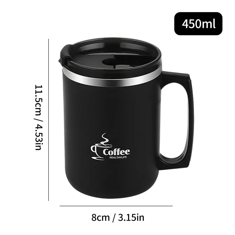 450Ml Stainless Steel Cup Tea Milk Coffee Cup 304 Double Wall Insulated Sealed Anti Scalding Drinking