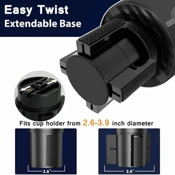 Smartphone Mount Cup Holder Expander: 360° Rotation for Auto Interior