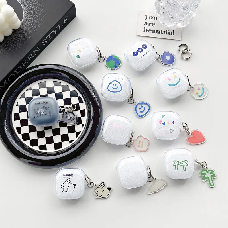 Custodia Per Auricolari Trasparente In Tpu Simpatico Cartone Animato Per Samsung Galaxy Buds Live/Buds Pro/Buds2/Buds2 Pro Con Portachiavi