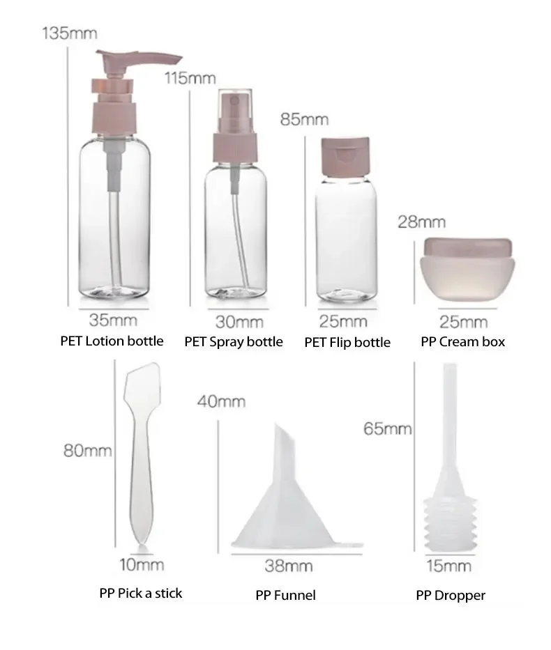 8Pcs Leak-Proof Travel Bottle Set, Refillable Cosmetic Containers for Lotion/Perfume/Portable Toiletry Kit All Travelers