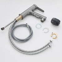 ก๊อกน้ำอ่างล้างหน้าแบบดึงออกได้ สีเทา/ดำ/ขาว สำหรับห้องน้ำ/ห้องครัว แบบน้ำร้อนน้ำเย็น ควบคุมแยกอิสระ ติดตั้งแบบรูเดียว 6