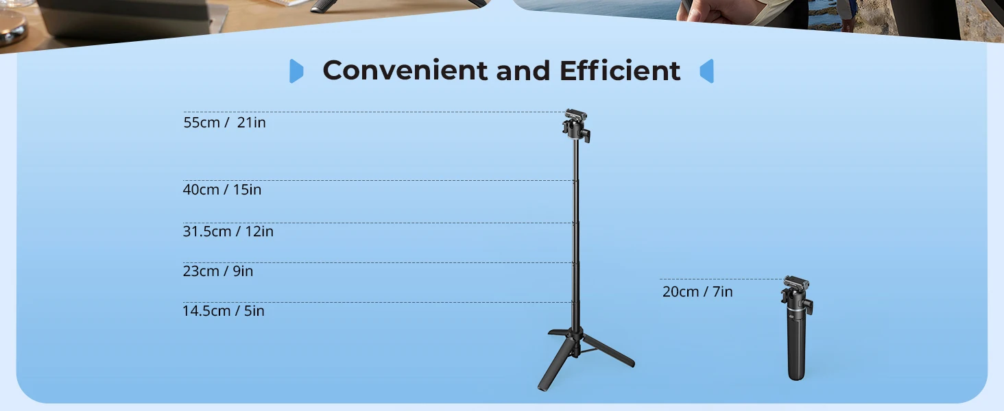 Mount Support for Action Cameras 2-in-1 Tripod & Selfie Stick for DJI Osmo Actio