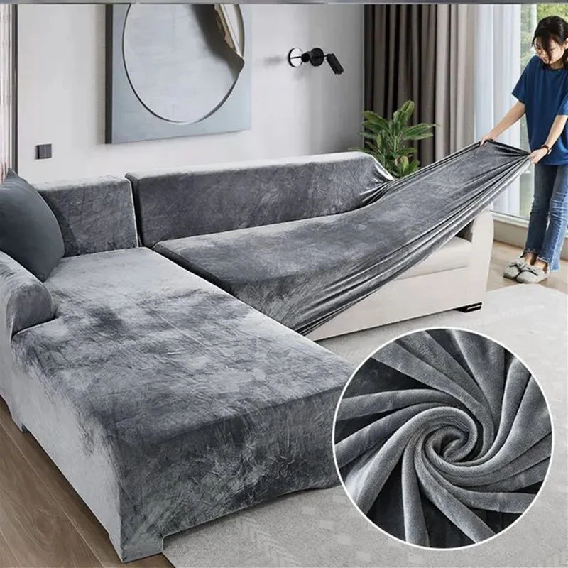 Samt Sofa Abdeckung Dicken Elastische 1/2/3/4 Sitzer Sofa Abdeckung für