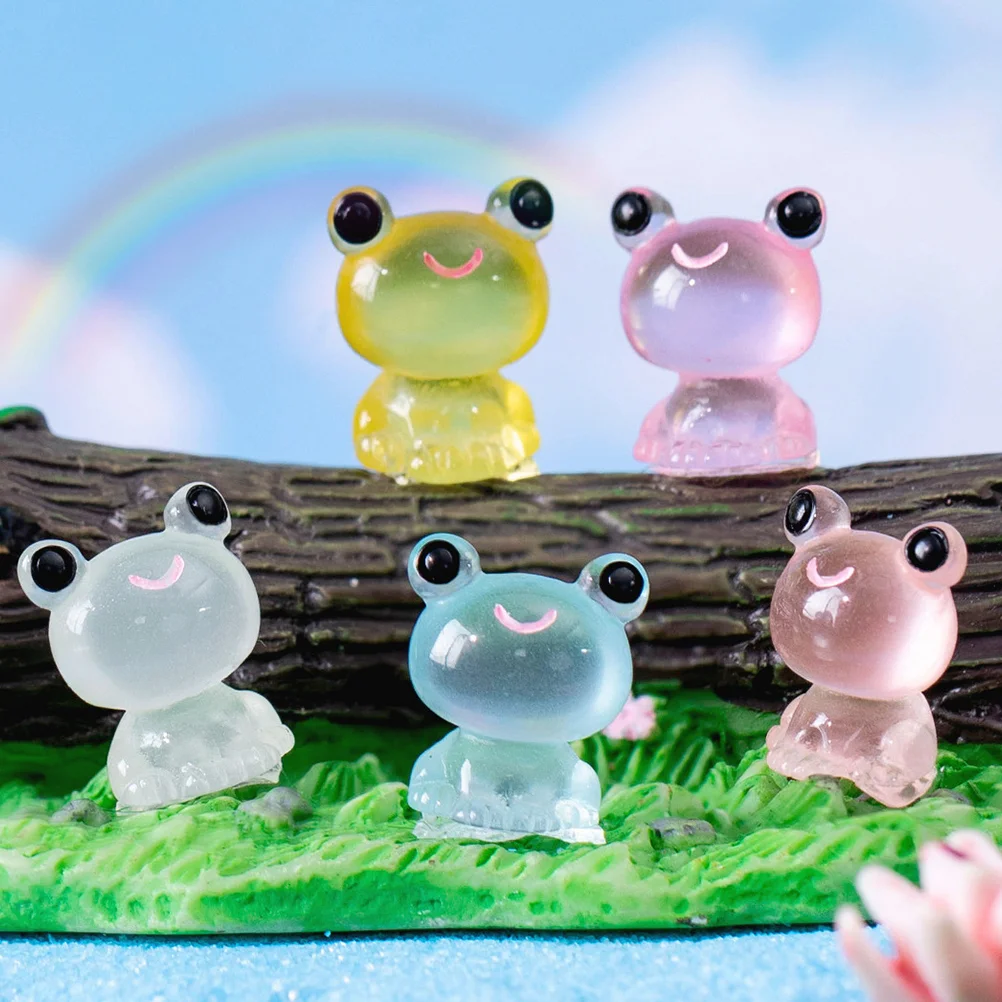 

40 Pcs Glow-in-the-dark Frog Home Decor Ornament Figurines Shine Cute Resin Funny Desk Decorations