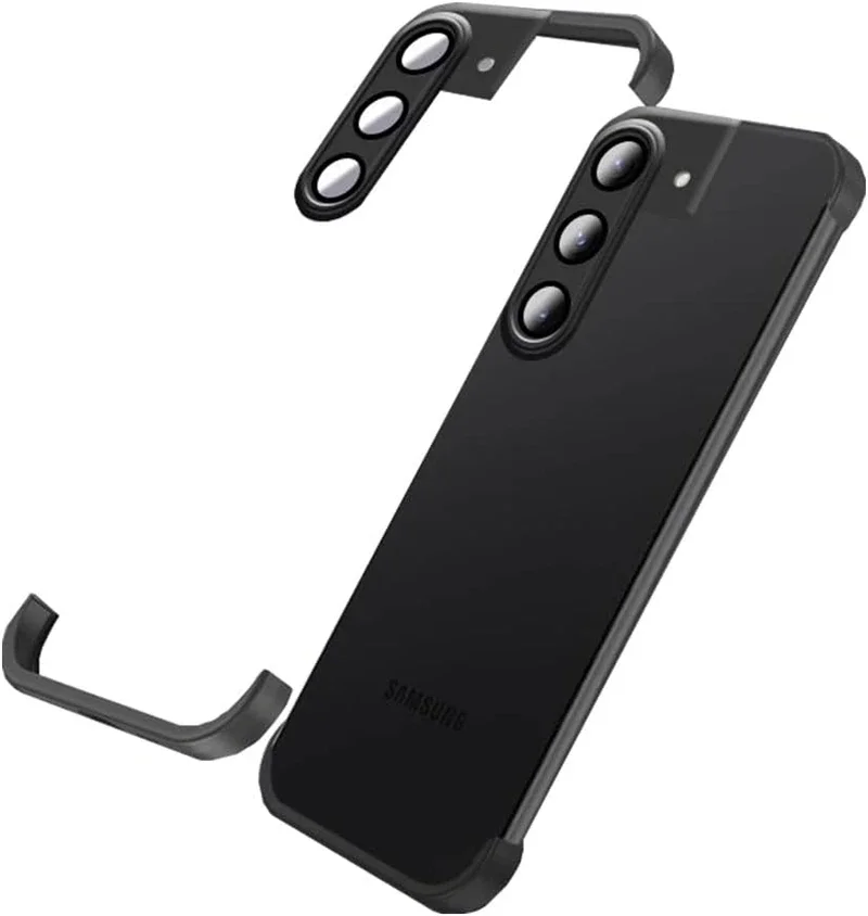 Frameless Silicone Bumper Shockproof Phone Case with Built-in Camera Lens Protector