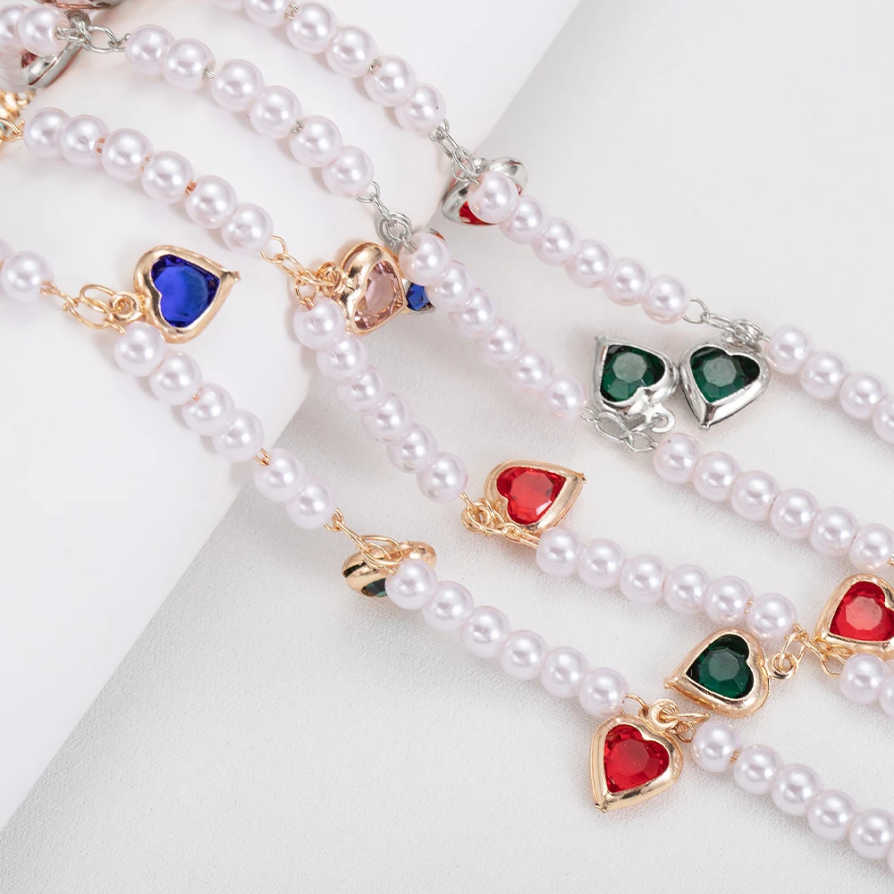 Elegante Vintage imazione-perla amore cuore ciondolo collana girocollo donna Punk OT fibbia catena di perline mer gioielli Y2K accessori  36